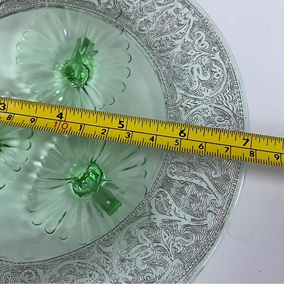 Depression Glass Footed Dish Etched Platter Plate 7” Candy Cookies Decor EUC - Picture 12 of 16